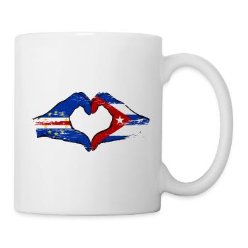 Cape Verde Cuba Flag Hands Heart Shape Used - Mug - white - Right