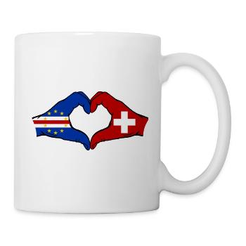 Kap Verde Schweiz Flagge Hände Herzform - Tasse - Weiß - Rechts