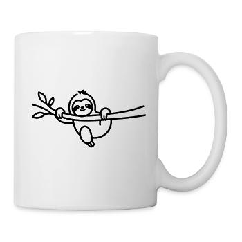 Entspanntes Faultier am Ast Tiermotiv - Tasse - Weiß - Rechts