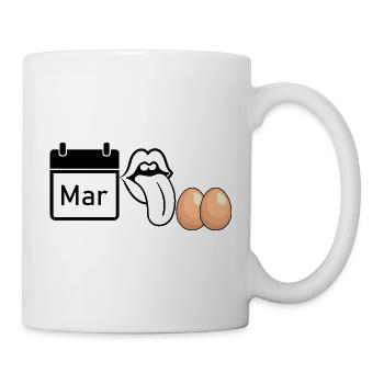 MRZ LCK EIER, Humor, MÄRZ LECK EIER  - Tasse - Weiß - Rechts
