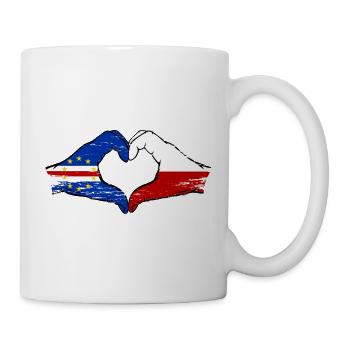 Cape Verde Poland Flag Hands Heart Shape Used - Mug - white - Right