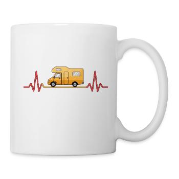 Camping love with the heartbeat and motorhome - Mug - white - Right