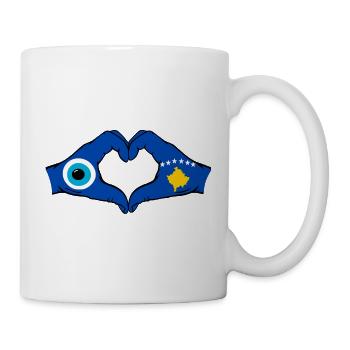 Mains du drapeau du Kosovo Nazar en forme de cœur utilisées - Mug blanc - blanc - Droite
