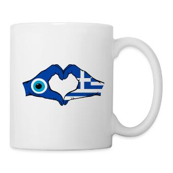 Greece Nazar Flag Hands Heart Shape - Mug - white - Right