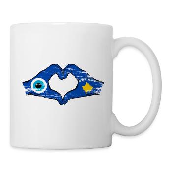 Mains du drapeau du Kosovo Nazar en forme de cœur utilisées - Mug blanc - blanc - Droite