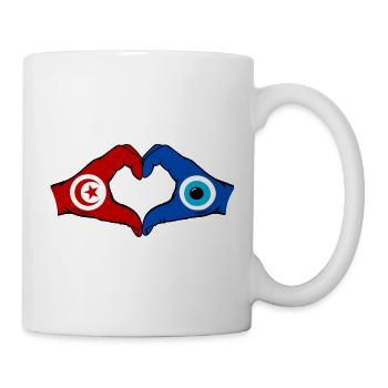 Drapeau du Nazar de Tunisie Mains en forme de cœur - Mug blanc - blanc - Droite