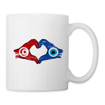 Drapeau du nazar de Tunisie Mains en forme de cœur utilisé - Mug blanc - blanc - Droite
