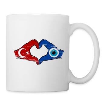 Türkei Nazar Flagge_Hände Herzform used - Tasse - Weiß - Rechts