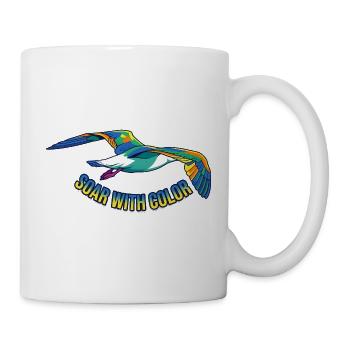 Vol d’oiseaux coloré – graphique vectoriel - Mug blanc - blanc - Droite
