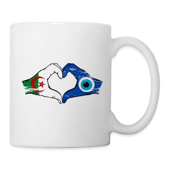 Algeria Nazar Flag Hands Heart Shape Used - Mug - white - Right