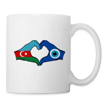 Azerbaijan Nazar Flag Hands Heart Shape - Mug - white - Right