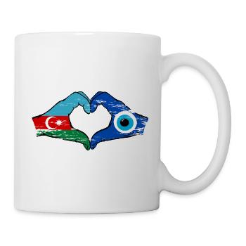 Azerbaijan Nazar Flag Hands Heart Shape Used - Mug - white - Right