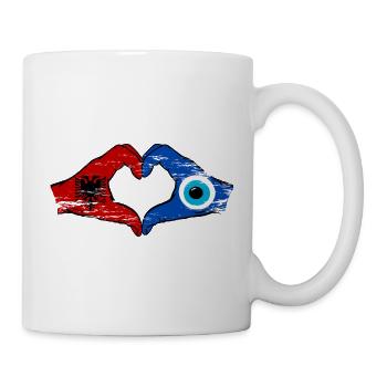 Albanien Nazar Flagge Hände Herzform used - Tasse - Weiß - Rechts