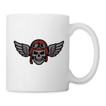 Biker Totenkopf Fluegel Logo - Tasse - Weiß - Rechts