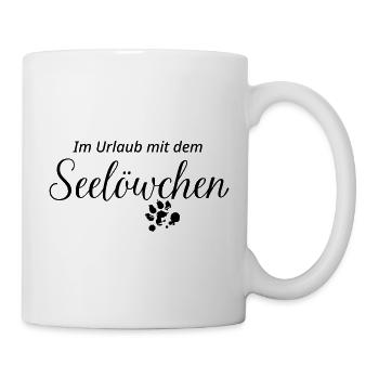 Löwchen: Im Urlaub mit dem Seelöwchen - Tasse - Weiß - Rechts