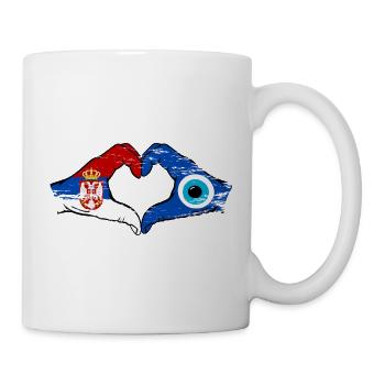 Mains du drapeau du Nazar serbe en forme de cœur utilisées - Mug blanc - blanc - Droite