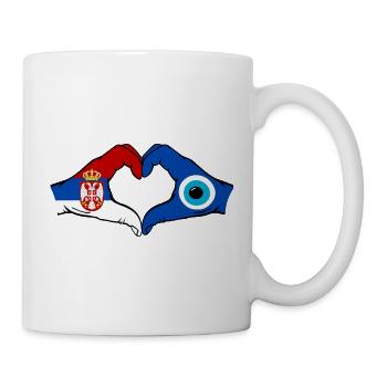 Serbien Nazar Flagge Hände Herzform - Tasse - Weiß - Rechts