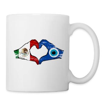Mexiko Nazar Flagge Hände Herzform used - Tasse - Weiß - Rechts