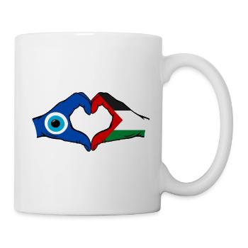 Palestine Nazar Flag Hands Heart Shape Used - Mug - white - Right