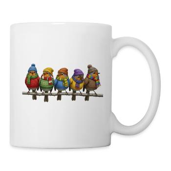 Rotkehlchen in Strickschals Winter Weihnachten - Tasse - Weiß - Rechts