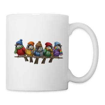 Spatzen in Strickpullovern Winter Weihnachten - Tasse - Weiß - Rechts