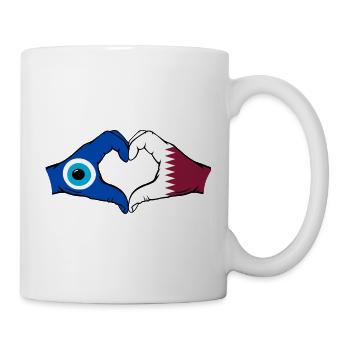 Katar Nazar Flagge Hände Herzform - Tasse - Weiß - Rechts