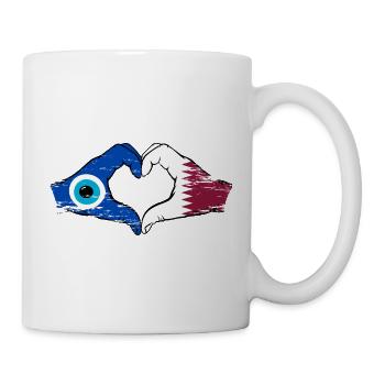 Katar Nazar Flagge Hände Herzform used - Tasse - Weiß - Rechts