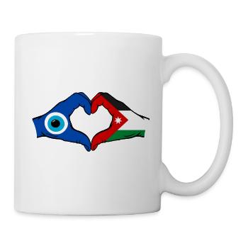 Jordanien Nazar Flagge Hände Herzform - Tasse - Weiß - Rechts