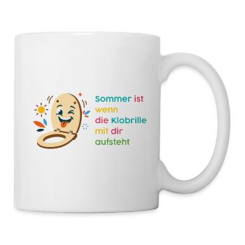 Sommerwitz: Klebrige Klobrille hebt mit dir ab! - Tasse - Weiß - Rechts