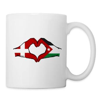Dänemark Jordanien Flagge Hände Herzforn - Tasse - Weiß - Rechts