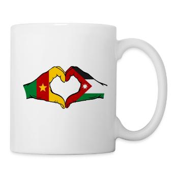 Kamerun Jordanien Flagge Hände Herzforn - Tasse - Weiß - Rechts