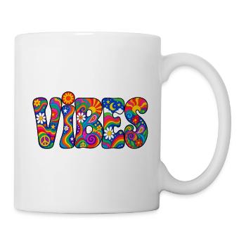 Vibes: Psychedelische Hippie Farbpracht - Tasse - Weiß - Rechts