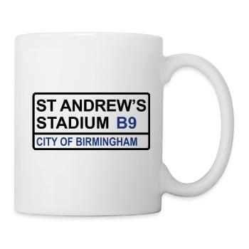 Straßenschild des St. Andrew's Stadions in Birmingham City - Tasse - Weiß - Rechts