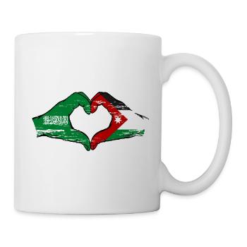 Saudi Arabien Jordanien Flagge Hände Herzform - Tasse - Weiß - Rechts