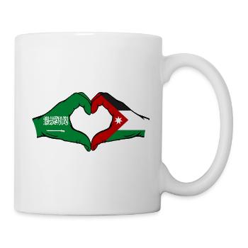 Saudi Arabien Jordanien Flagge Hände Herzform - Tasse - Weiß - Rechts