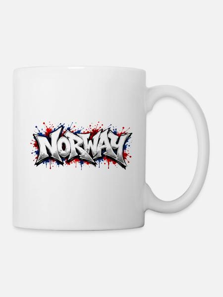 Norway Flag Graffiti - Tasse - Weiß