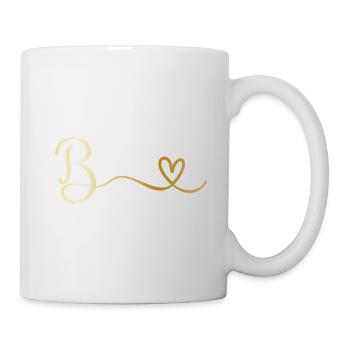 Buchstabe B Monogramm mit Herz - Tasse - Weiß - Rechts