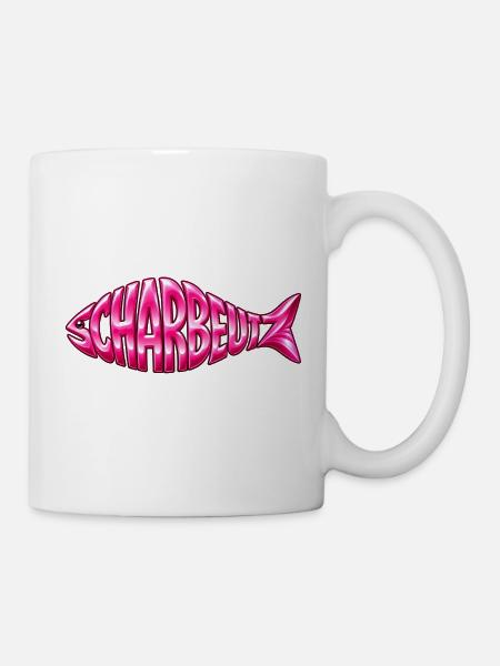 Scharbeutz Fischschrift Pink - Tasse - Weiß