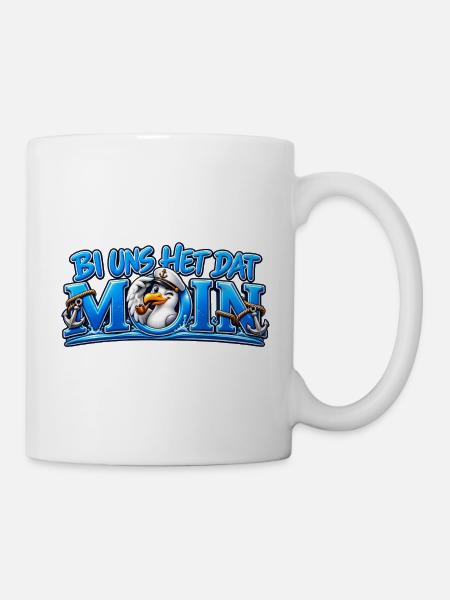 Bi uns het dat Moin - Möwe sagt Moin - Tasse - Weiß