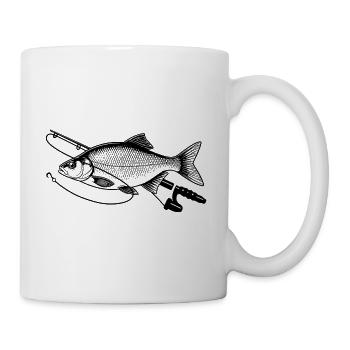 Brasse Fisch angeln mit Rute Petri Heil - Tasse - Weiß - Rechts
