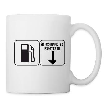 Benzinpreise runter!!! Buttonform - Tasse - Weiß - Rechts