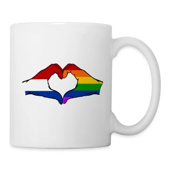 Holland Regenbogen Flagge Hände Herzform - Tasse - Weiß - Rechts