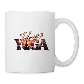 Ich liebe Yoga – Sonnenuntergangsmeditation - Tasse - Weiß - Rechts