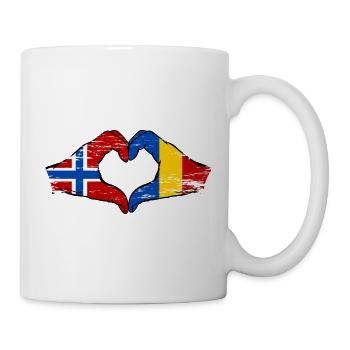 Norwegen Rumänien Flagge Hände Herzform used - Tasse - Weiß - Rechts