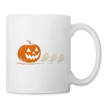Halloween-Kürbis- und Geister-Sketch - Tasse - Weiß - Rechts