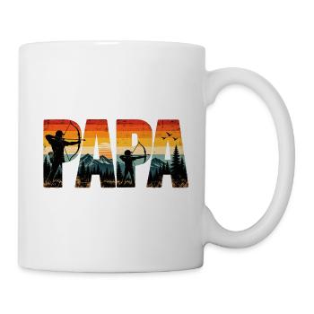 Papa Bogenschießen Retro Vater & Kind - Tasse - Weiß - Rechts