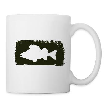 Barsch im Farbstrich - grün - Tasse - Weiß - Rechts