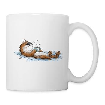 Chillender Otter Relaxen Wasser Tierhumor Cartoon - Tasse - Weiß - Rechts