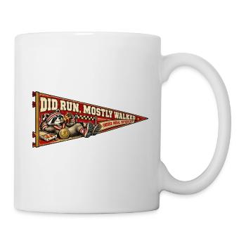 Ich bin gerannt, bin meistens spazieren gegangen – Laufender Humor - Tasse - Weiß - Rechts