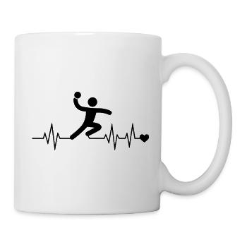 Handballspieler Herzschlag – Wurf mit Herz - Tasse - Weiß - Rechts